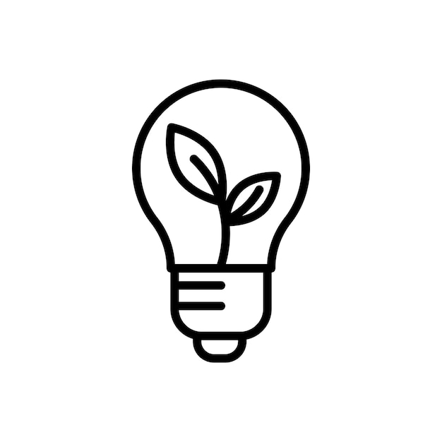Lámpara con icono de hoja Conjunto Símbolo vectorial de energía ecológica verde en un estilo negro lleno y delineado Lámpara ecológica sostenible brillante Signo de ideas