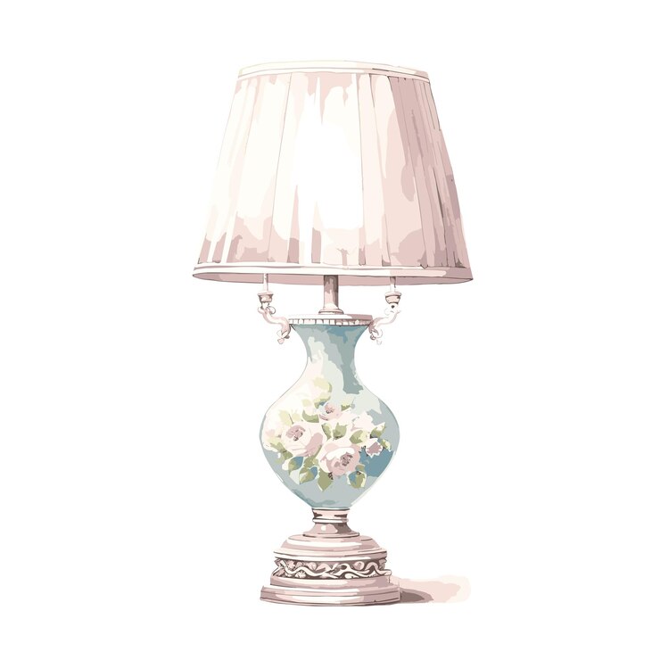 Vector lámpara ilumina moderna y elegante lámpara de acuarela y flor