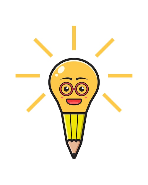Lámpara de lápiz tiene ilustración de vector de icono de dibujos animados de idea. Diseño de estilo de dibujos animados plano aislado