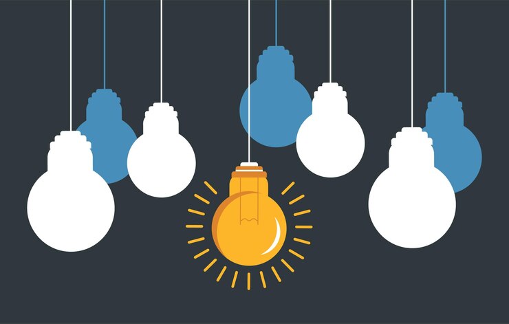 Vector lámpara de luz lámpara de luz colgar en la cuerda idea concepto abstracto ilustración de diseño gráfico plano vectorial