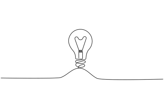 Lámpara de luz de línea continua un dibujo de línea estilo minimalista aislar el icono vectorial del contorno
