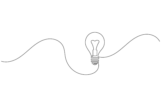 Lámpara de luz de línea continua un dibujo de línea estilo minimalista aislar el icono vectorial del contorno