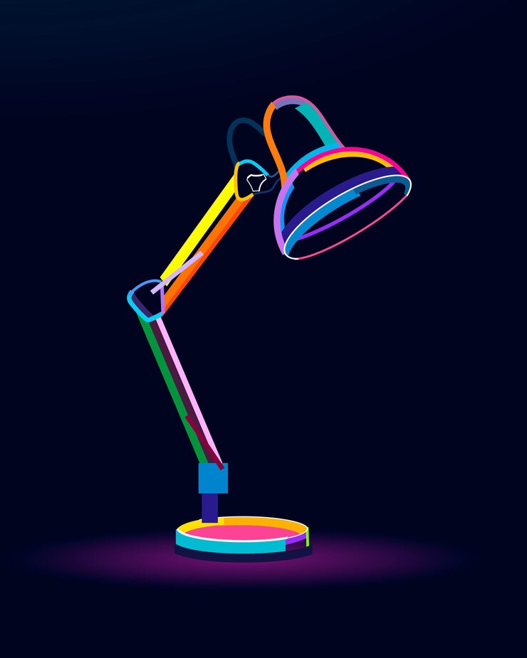 Vector lámpara de mesa abstracta de pinturas multicolores dibujo coloreado ilustración vectorial de pinturas