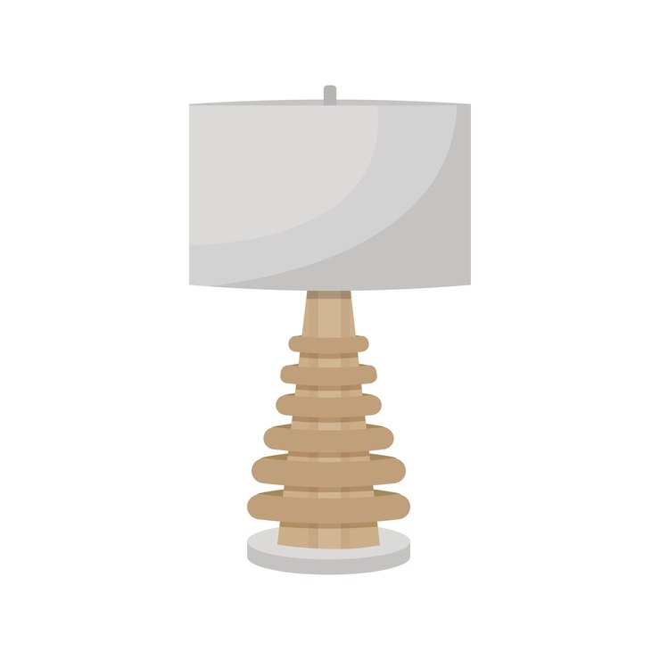 Vector lámpara de mesa con estilo lámpara de pie ancha artículos interiores para un hogar moderno objetos vectoriales aislados en un fondo blanco