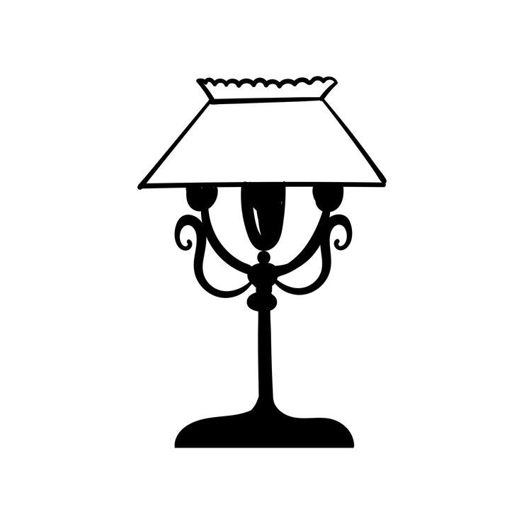 Vector lámpara de mesa vintage ilustración vectorial en estilo garabato