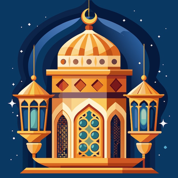 Vector lámpara de mezquita vector de dibujos animados ilustración concepto de obra de arte de estilo plano