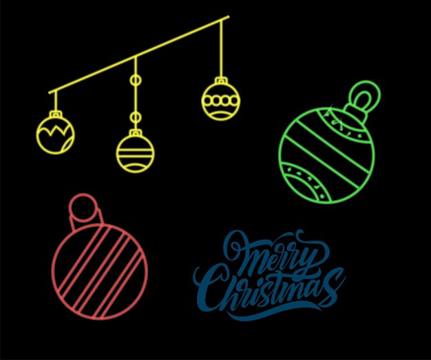 Lámpara de neón abstracta forma de Navidad objeto de fondo icono brillante objetos de Navidad en colores vivos
