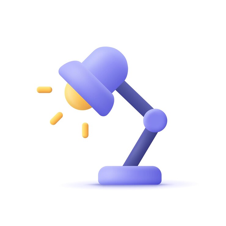 Vector lámpara de oficina de mesa lámpara de escritorio lámpara eléctrica con bombillas icono de vector 3d estilo minimalista de dibujos animados