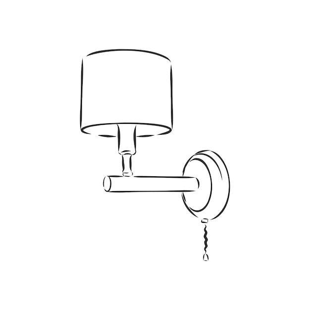 Lámpara de pared Concepto de vector en estilo doodle y boceto Ilustración dibujada a mano para imprimir