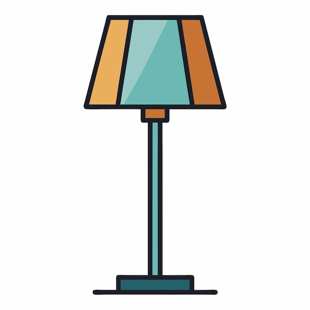 Una lámpara de piso con un icono de sombra en un estilo de contorno en un fondo blanco Ilustración vectorial
