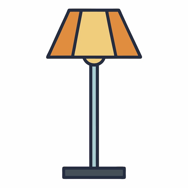 Una lámpara de piso con un icono de sombra en un estilo de contorno en un fondo blanco Ilustración vectorial