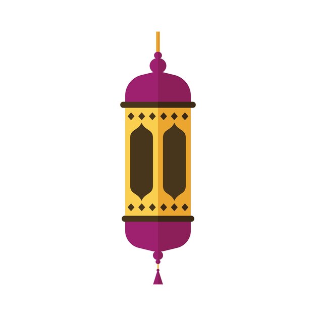 Lámpara de Ramadán plana de estilo colorido Ilustración vectorial de lámpara de vacaciones del viejo este