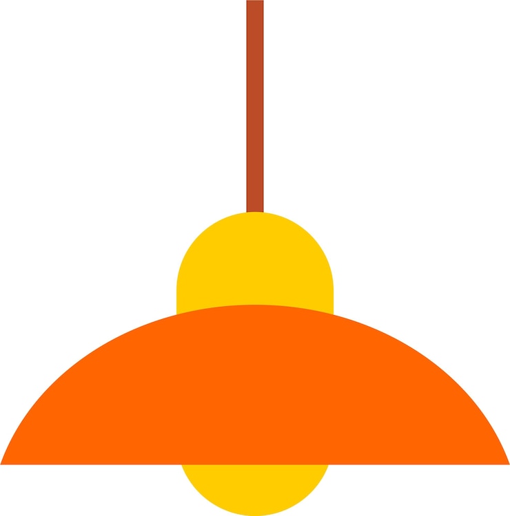 Vector lámpara de techo de araña roja naranja en estilo plano