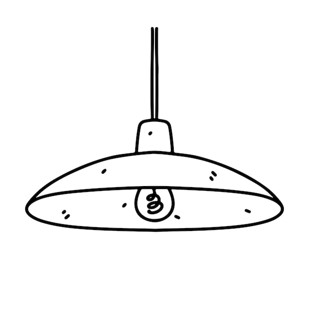 Lámpara de techo en estilo de fideos dibujado a mano Ilustración vectorial aislada sobre fondo blanco
