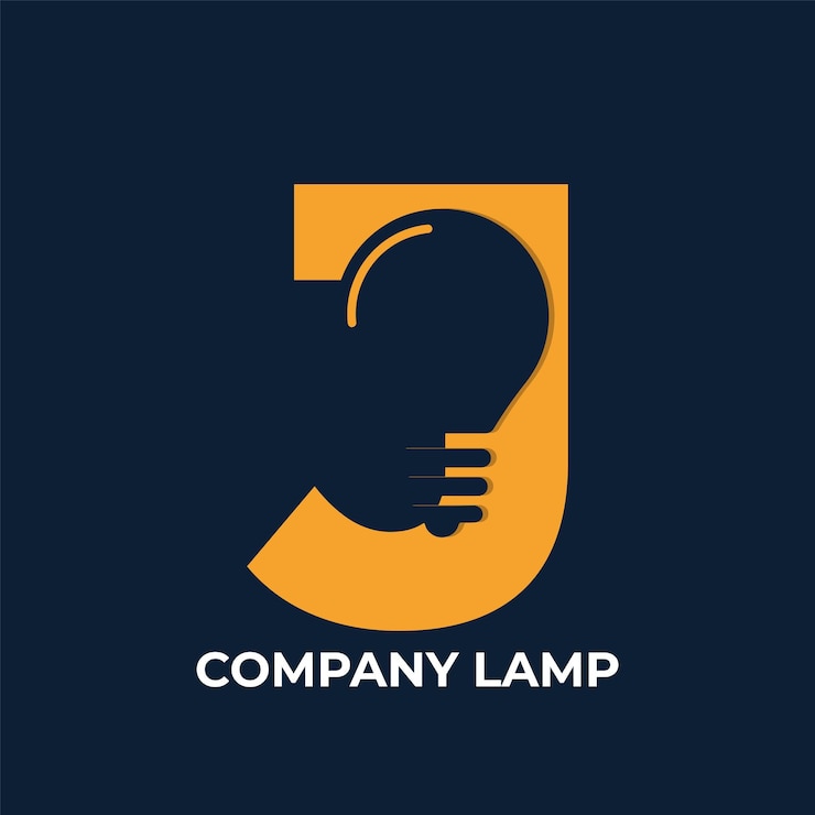 Vector lámpara vector logo y letra j