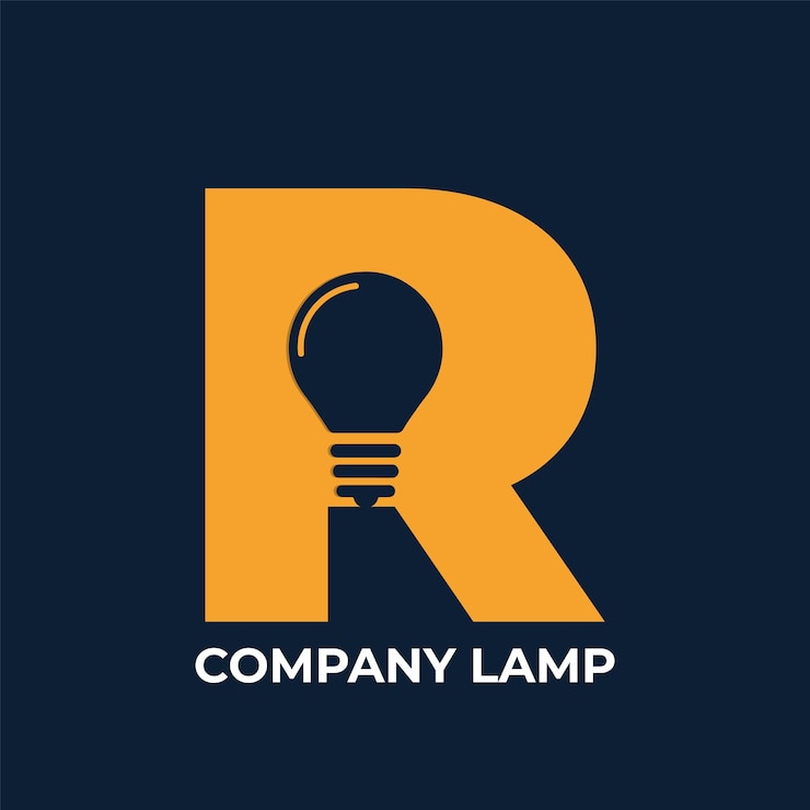 Vector lámpara vector logo y letra r