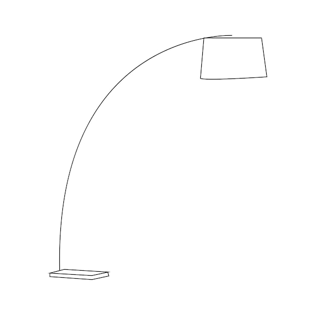Lámpara vectorial de contorno negro sobre fondo blanco