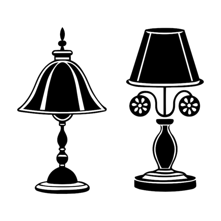 Vector lámpara vectorial lámpara de escritorio decorar lámpara icono conjunto ilustración vectorial