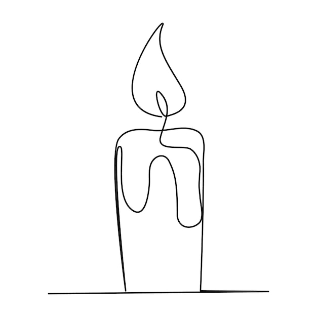 Lámpara de vela única continua una línea fuera de línea dibujo de arte vectorial y diseño de tatuaje