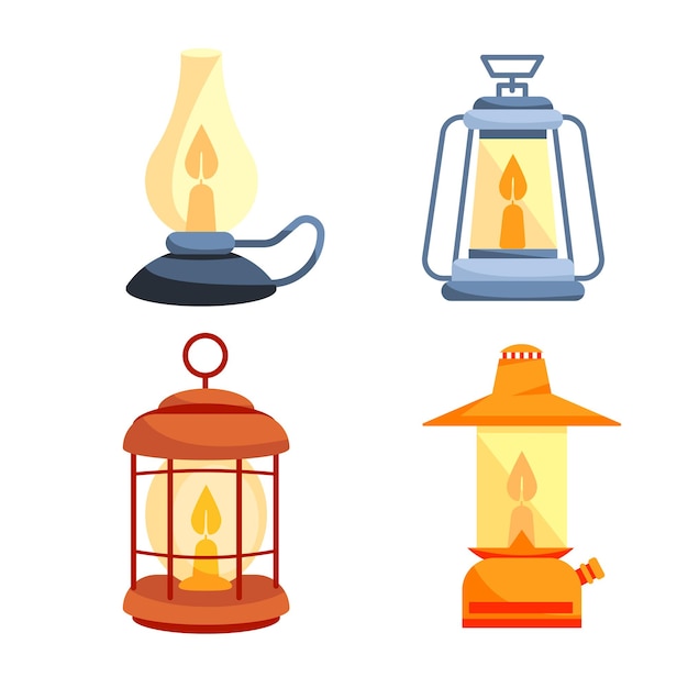 Lámparas de campamento de linterna conjunto linternas de combustible dispositivo de iluminación tradicional varias lámparas de gas de mango