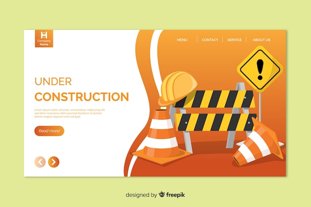 Vector landing page en construcción