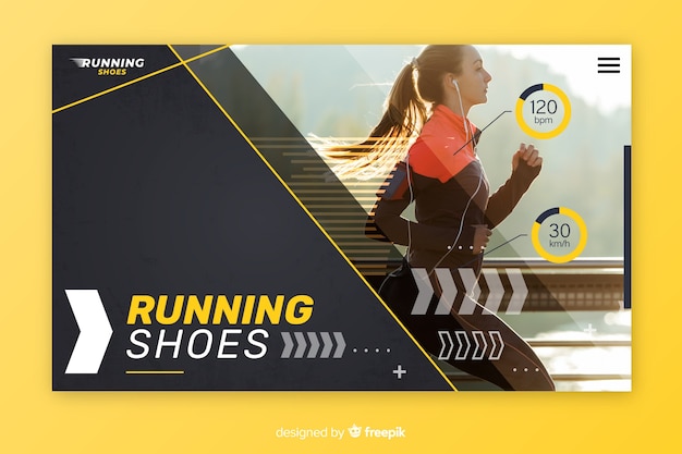 Vector landing page de deporte con foto