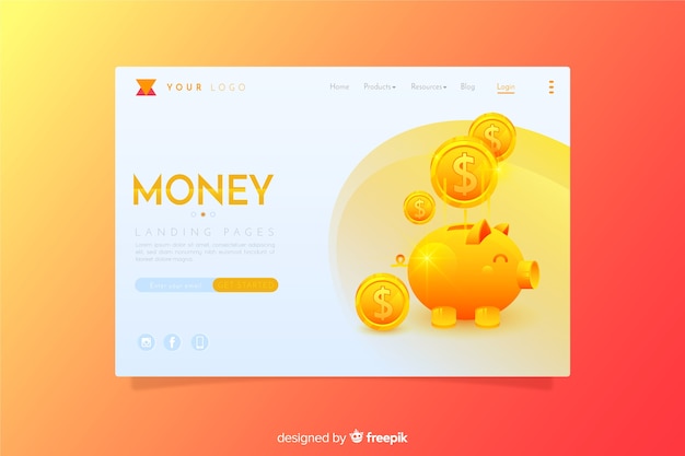 Landing page de dinero