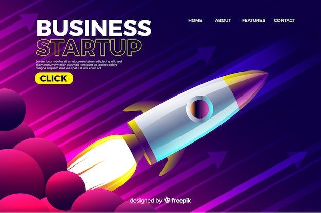 Landing page de empresa con cohete