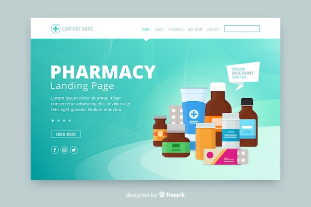 Vector landing page de farmacia