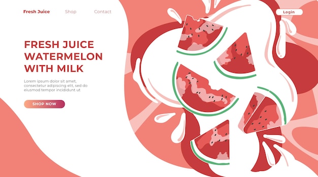 Landing page jugo fresco de sandía con leche.