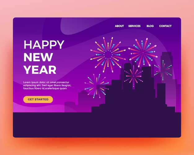 Vector landing page landing page de la celebración del nuevo año.