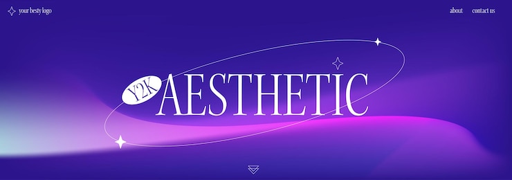 Vector una landing page de moda con estética y2k. banner moderno con degradado borroso, estilo brutalista