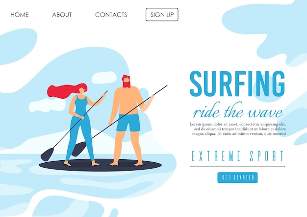 Landing page publicidad romántica surf extremo