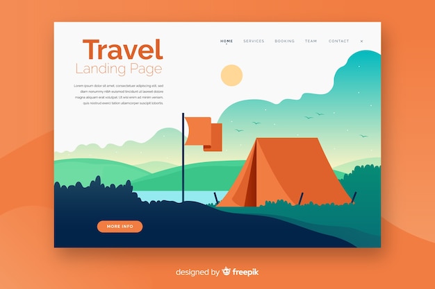 Landing page de viaje en diseño plano