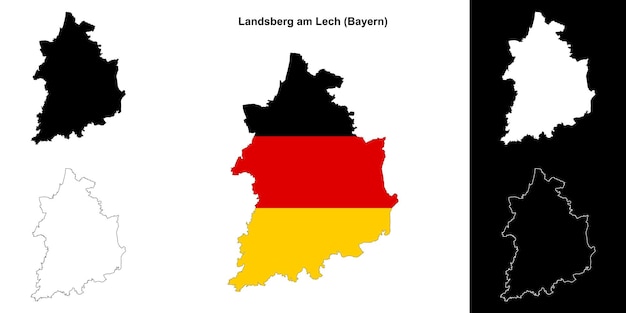 Landsberg am Lech Bayern conjunto de mapas en blanco