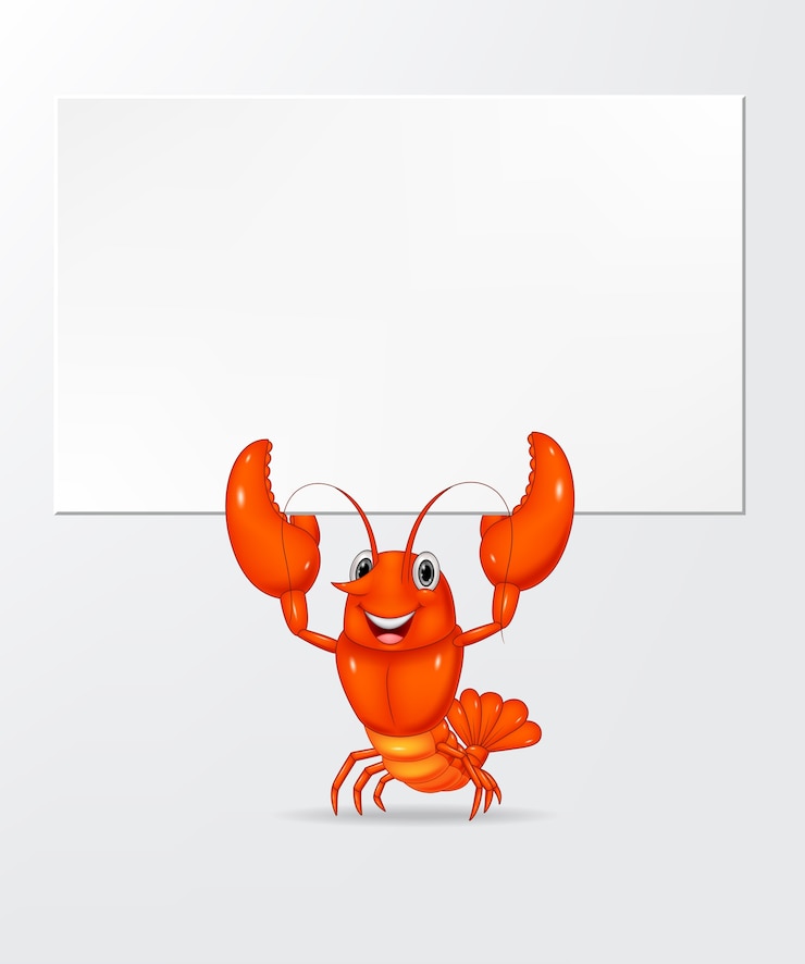 Vector langosta de dibujos animados sosteniendo la bandera