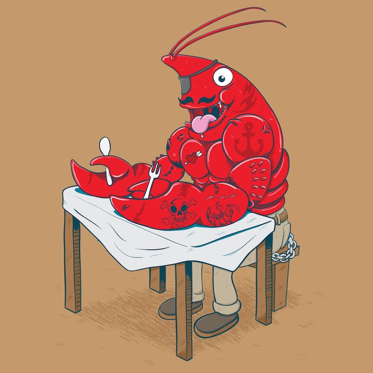 Vector langosta esperando para comer la ilustración