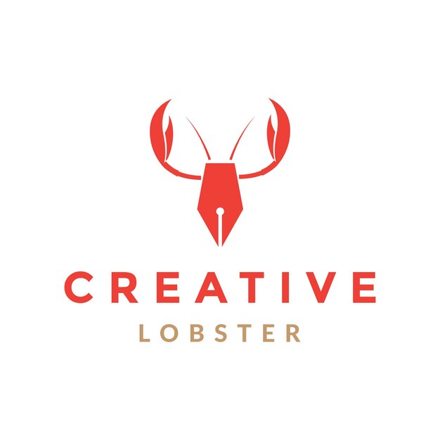 Langosta de garras con lápiz diseño de logotipo creativo vector gráfico símbolo icono ilustración idea creativa