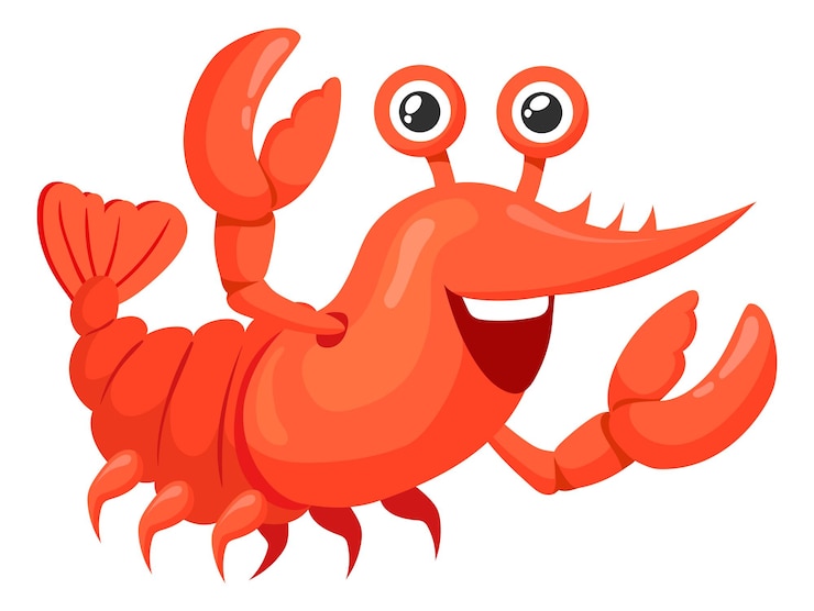 Vector langosta sonriente animal de dibujos animados comida de mar divertida