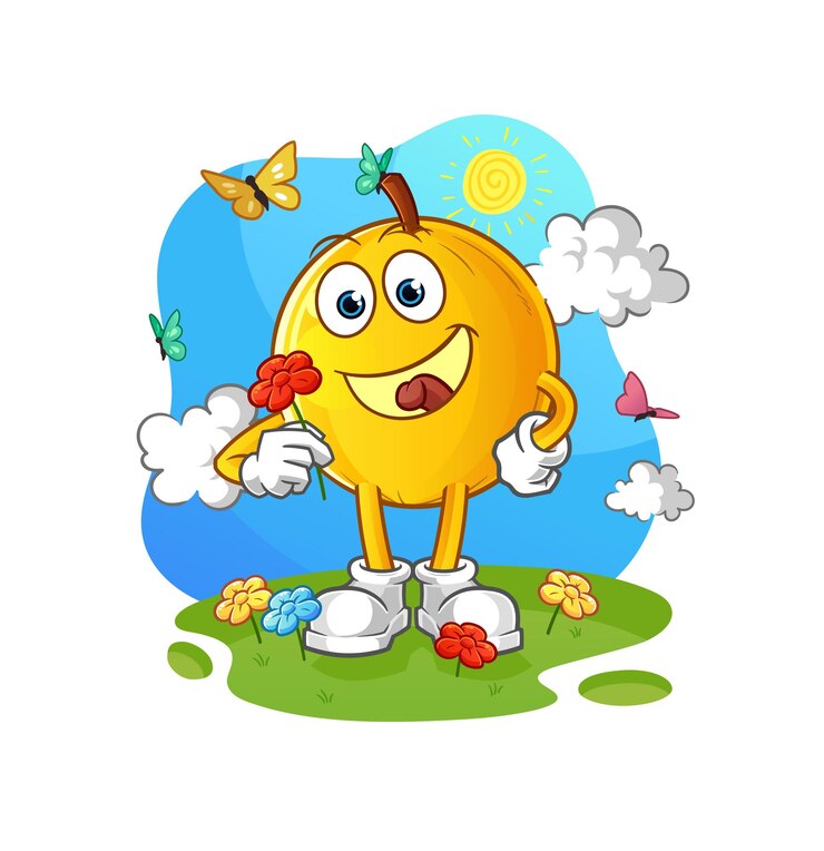 Vector langsat fruit pick flores en vector de caracteres de primavera