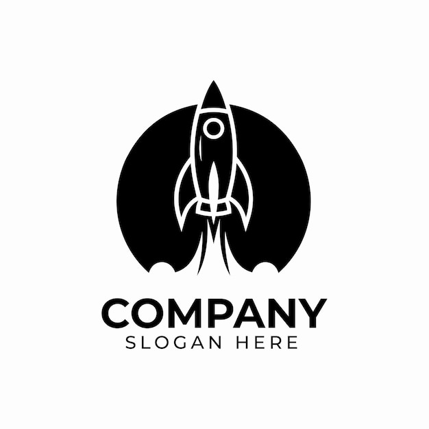 Lanzamiento de cohetes en blanco y negro Diseño icónico de exploración espacial