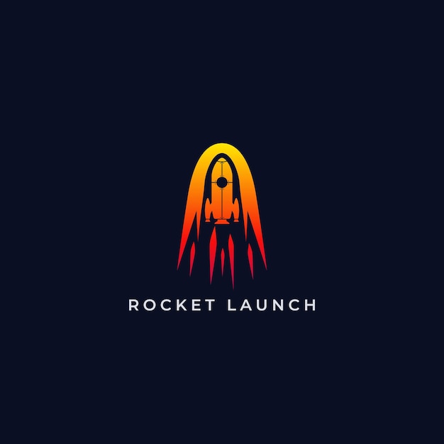 Lanzamiento de nave espacial entrar en espacio simple logotipo icono vector símbolo ilustración