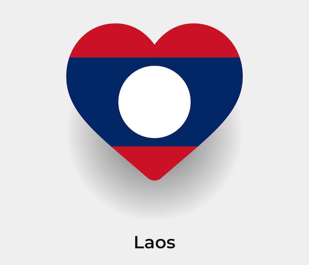 Laos bandera corazón forma icono vector ilustración