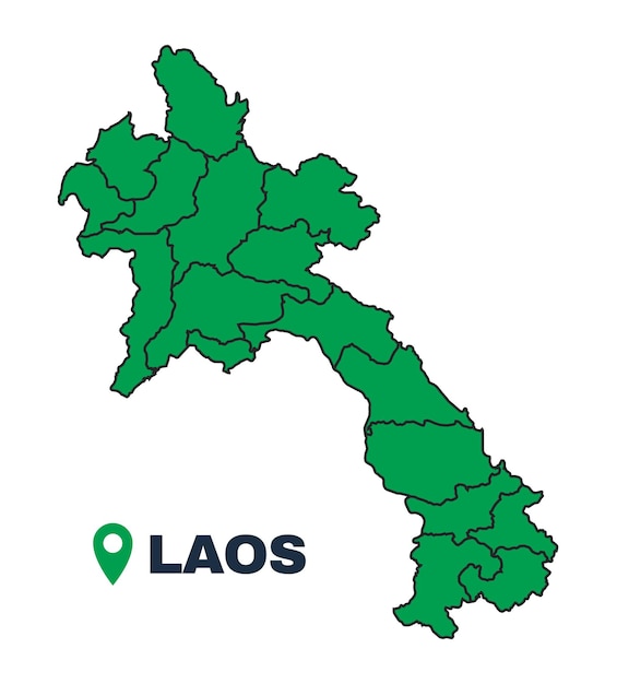 Laos mapa de ilustración de vectores planos sencillos