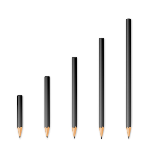 Vector lápices afilados de madera negra