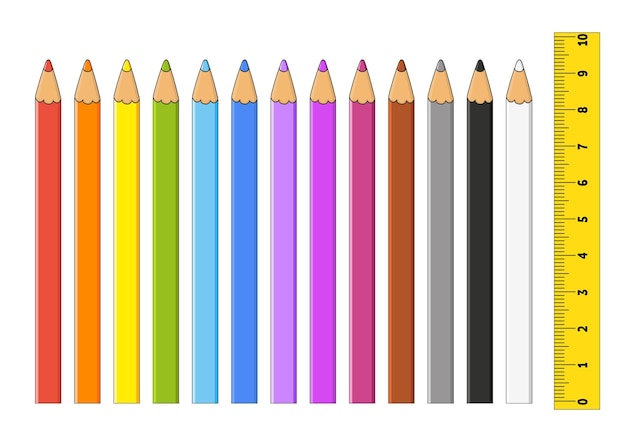 Lápices de colores Elemento de diseño Plantilla para libros pegatinas carteles tarjetas ropa