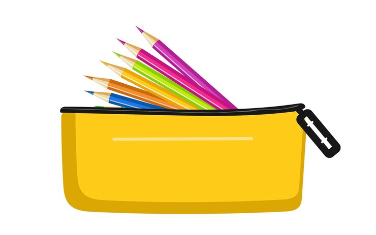 Lápices de colores estilo arco iris, lápices de colores de escala en la ilustración de vector de bolsa de lápiz