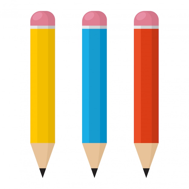 Vector lápices de colores con gomas de borrar. ilustración