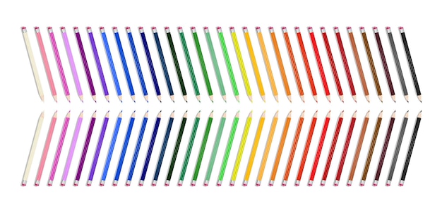 Lápices de colores sobre un fondo blanco Ilustración vectorial