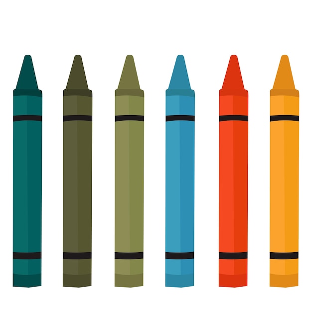 lápices para dibujar en estilo plano sobre fondo blanco vectorial